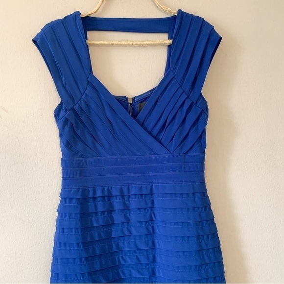 Adrianna Papell Blue Shutter Pleated Sheath Dress - Picture 4 of 8